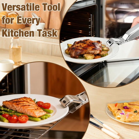 Versatile kitchen scene showing safe handling during steaming, boiling, or microwaving.