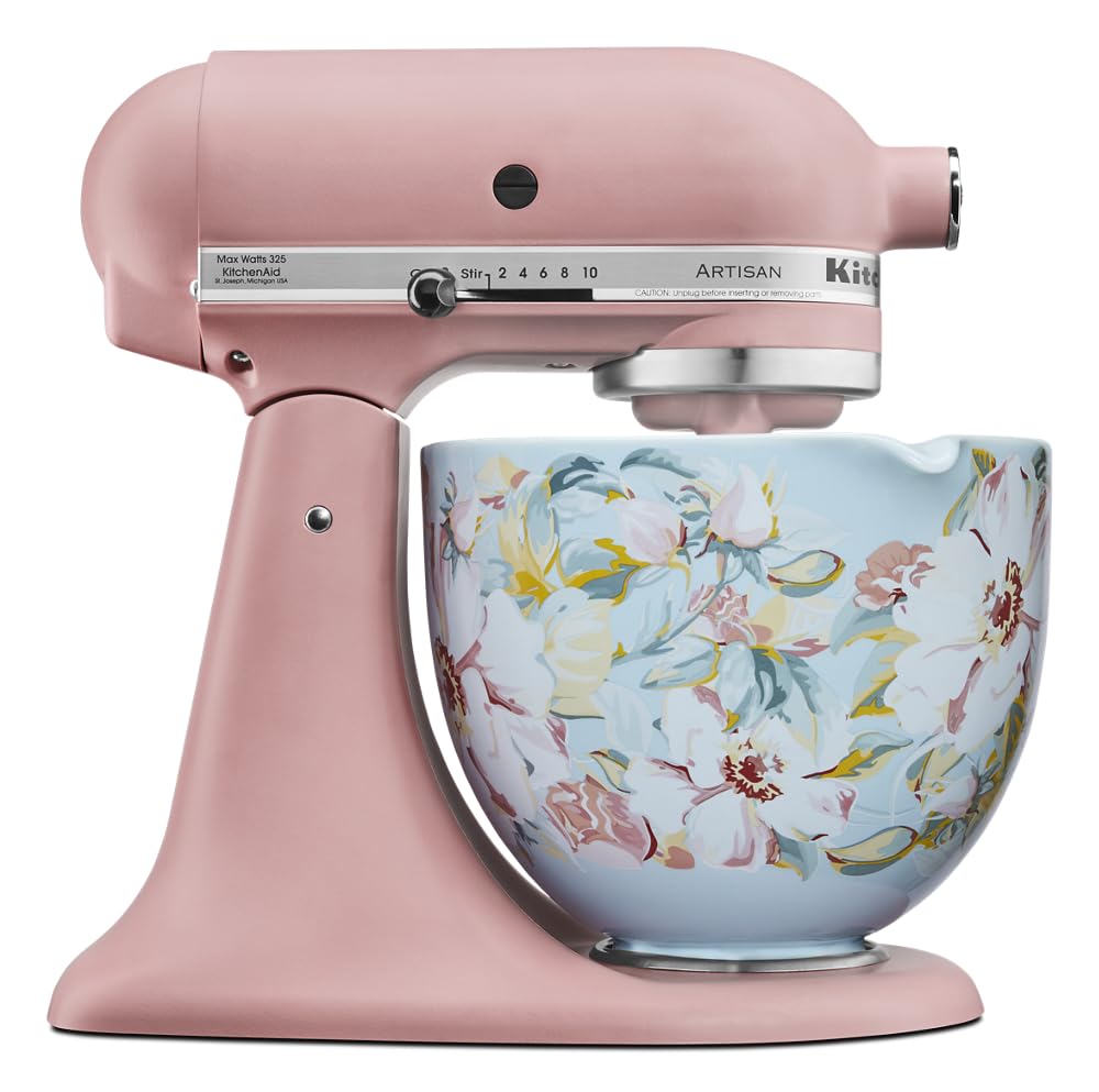 KitchenAid 5-quart ceramic bowl fits tilt-head mixers for easy ingredient transfer.