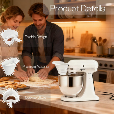 KitchenAid 5-quart tilt-head mixer-compatible funnel for stable operation.