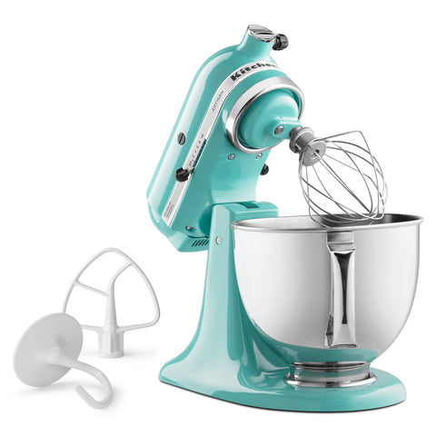 KitchenAid Aqua Sky pouring shield detail to prevent splatter while mixing