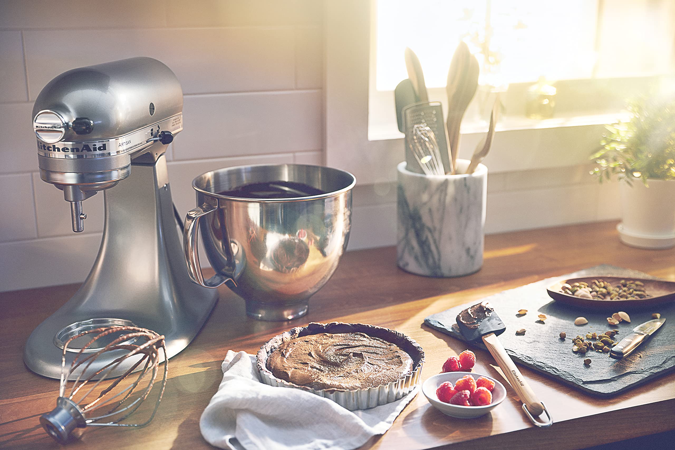 KitchenAid Artisan 10 speeds control handles whipping to kneading.