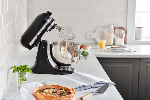 KitchenAid Artisan 5-Qt attachment hub enables pasta, grinding, and more.
