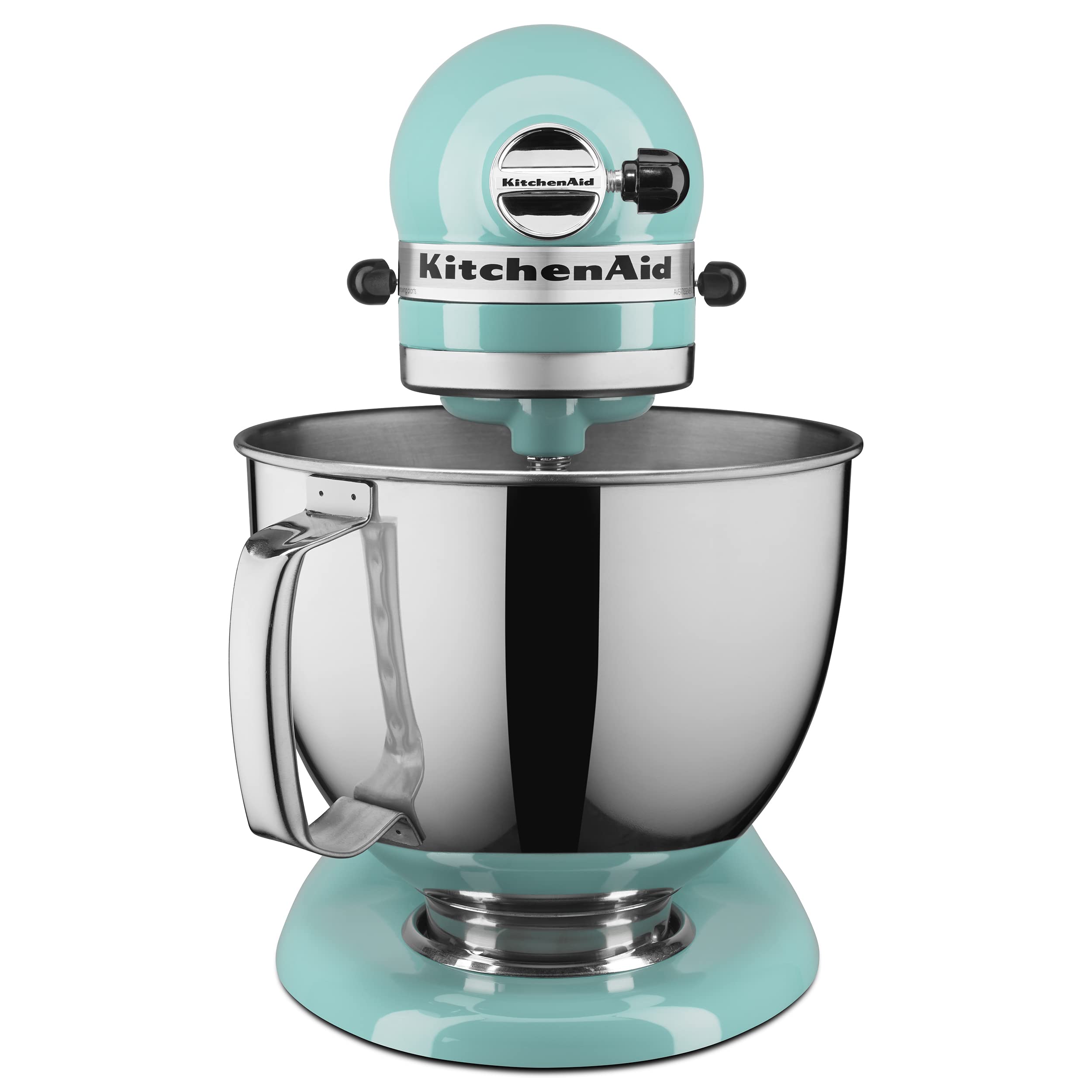 KitchenAid Artisan 5qt Tilt-Head Mixer Aqua Sky with open bowl for easy access