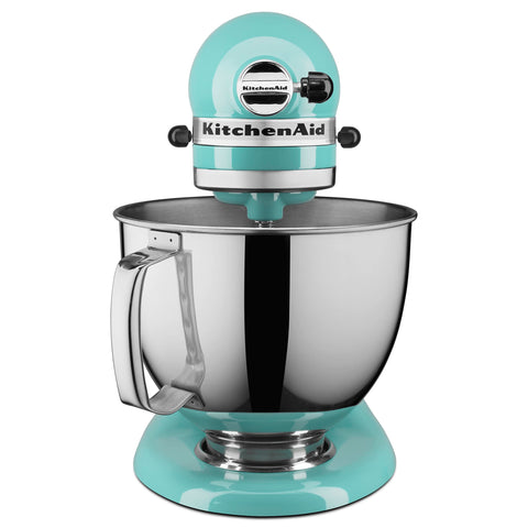 KitchenAid Artisan 5qt Tilt-Head Mixer Aqua Sky with open bowl for easy access
