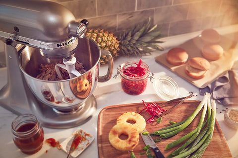 KitchenAid Artisan hub attachments expand recipe possibilities.