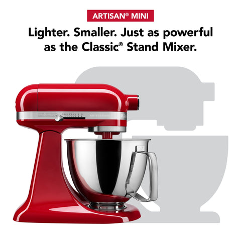 KitchenAid Artisan Mini 3.5-quart stainless bowl ready for small-batch baking.