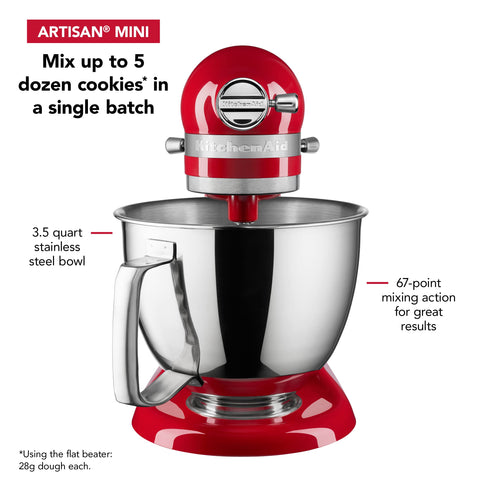 KitchenAid Artisan Mini coated dough hook for smooth dough handling.