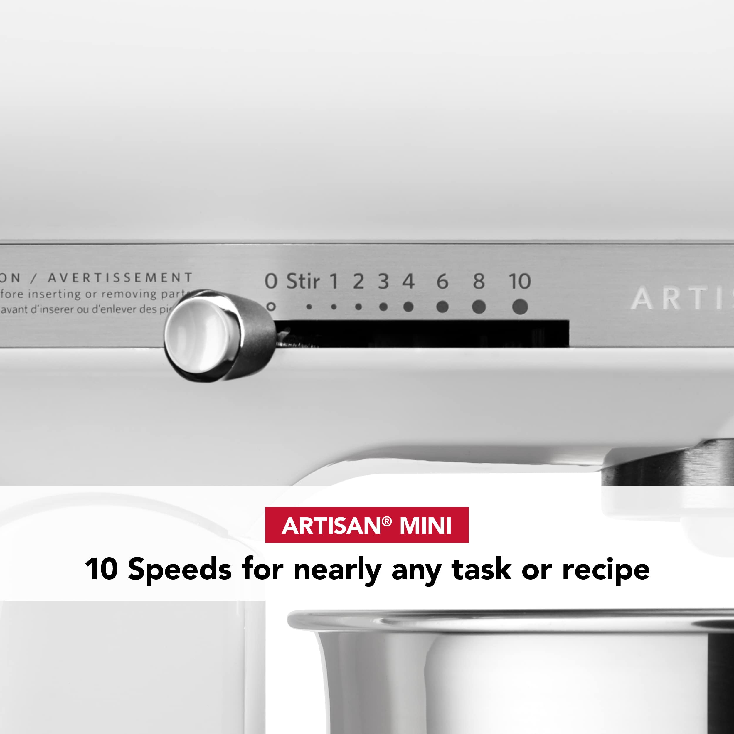 KitchenAid Artisan Mini compact design fits slim counter spaces.