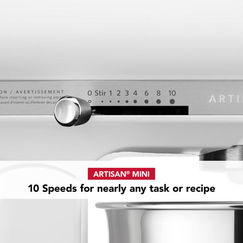 KitchenAid Artisan Mini compact design fits slim counter spaces.