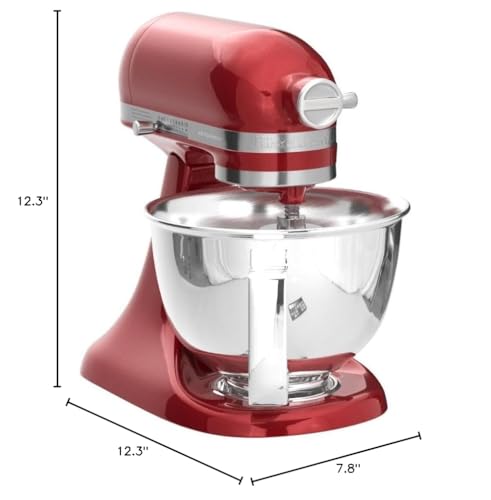 KitchenAid Artisan Mini Empire Red finish complements a compact kitchen space.