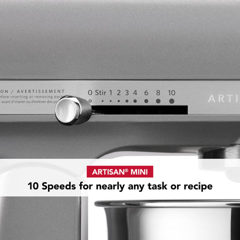 Hub-powered attachments expand capabilities of KitchenAid Artisan Mini.