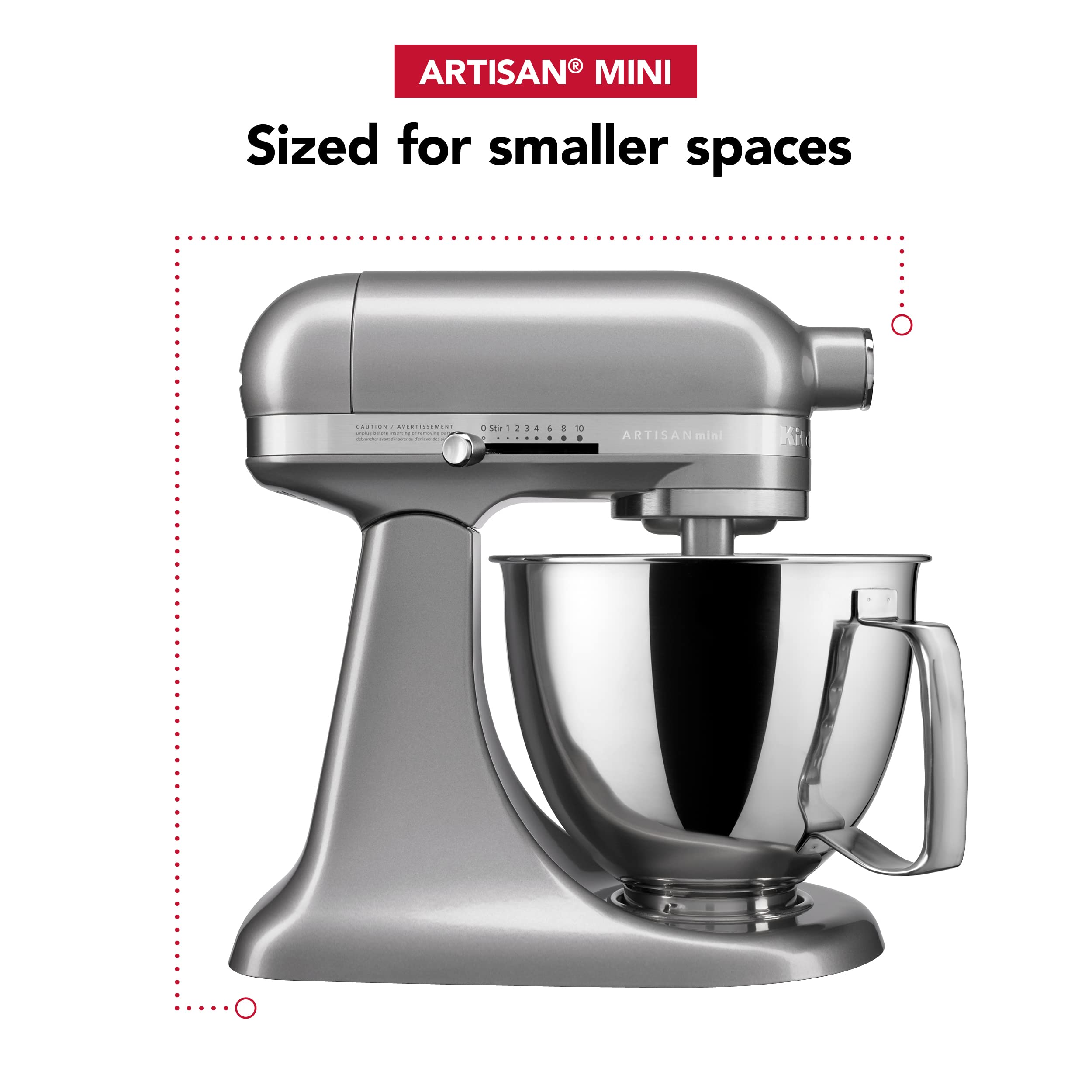 Durable metal construction of KitchenAid Artisan Mini for daily use.