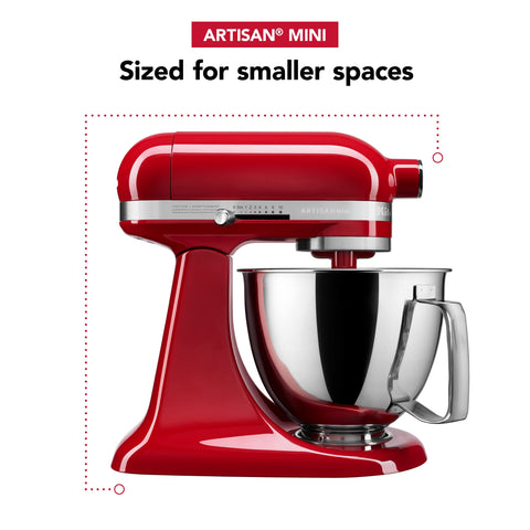 KitchenAid Artisan Mini tilt-head design for easy ingredient addition and access.