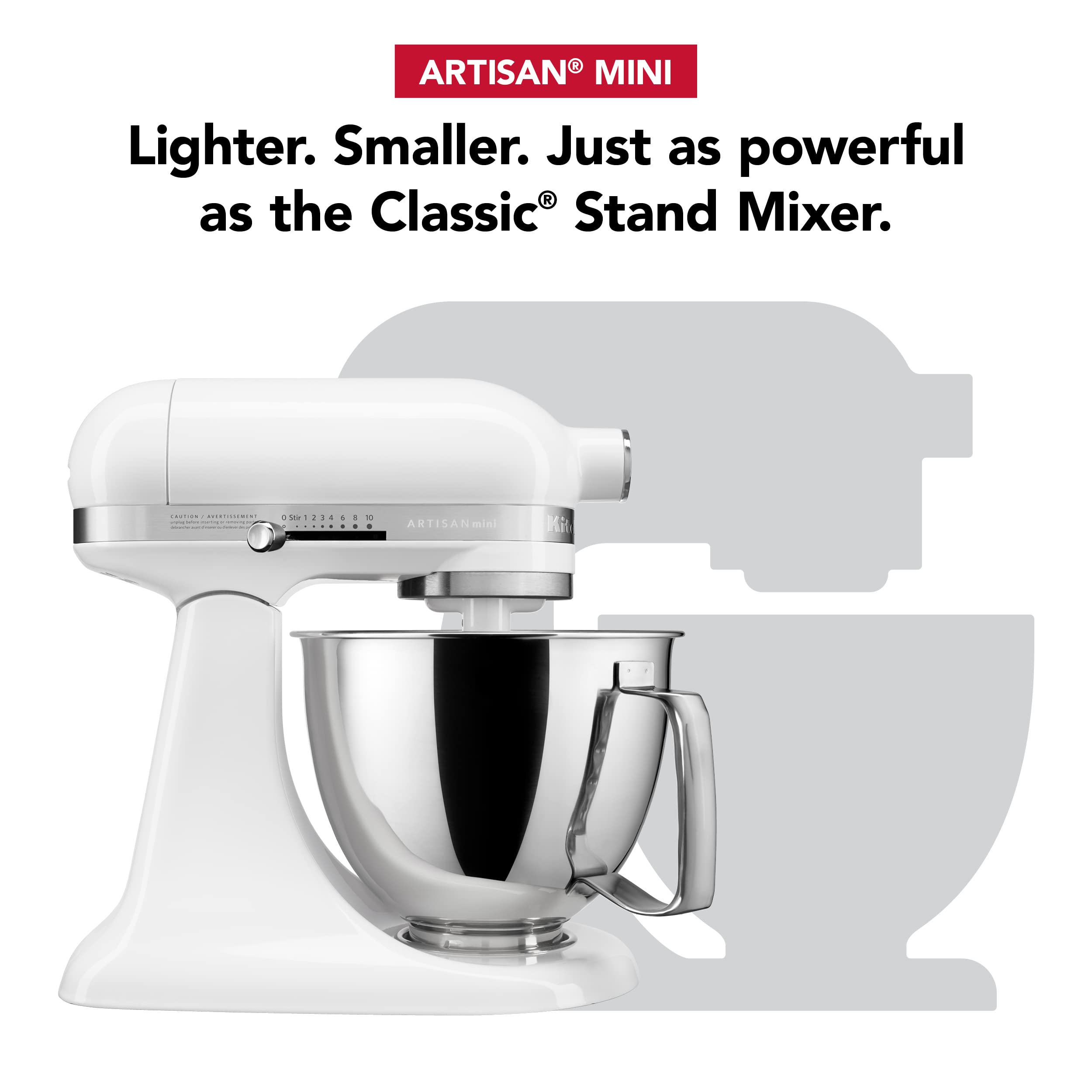 KitchenAid Artisan Mini tilt-head design for easy ingredient access.