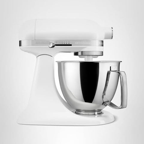 KitchenAid Artisan Mini white finish emphasizes brand styling in kitchens.