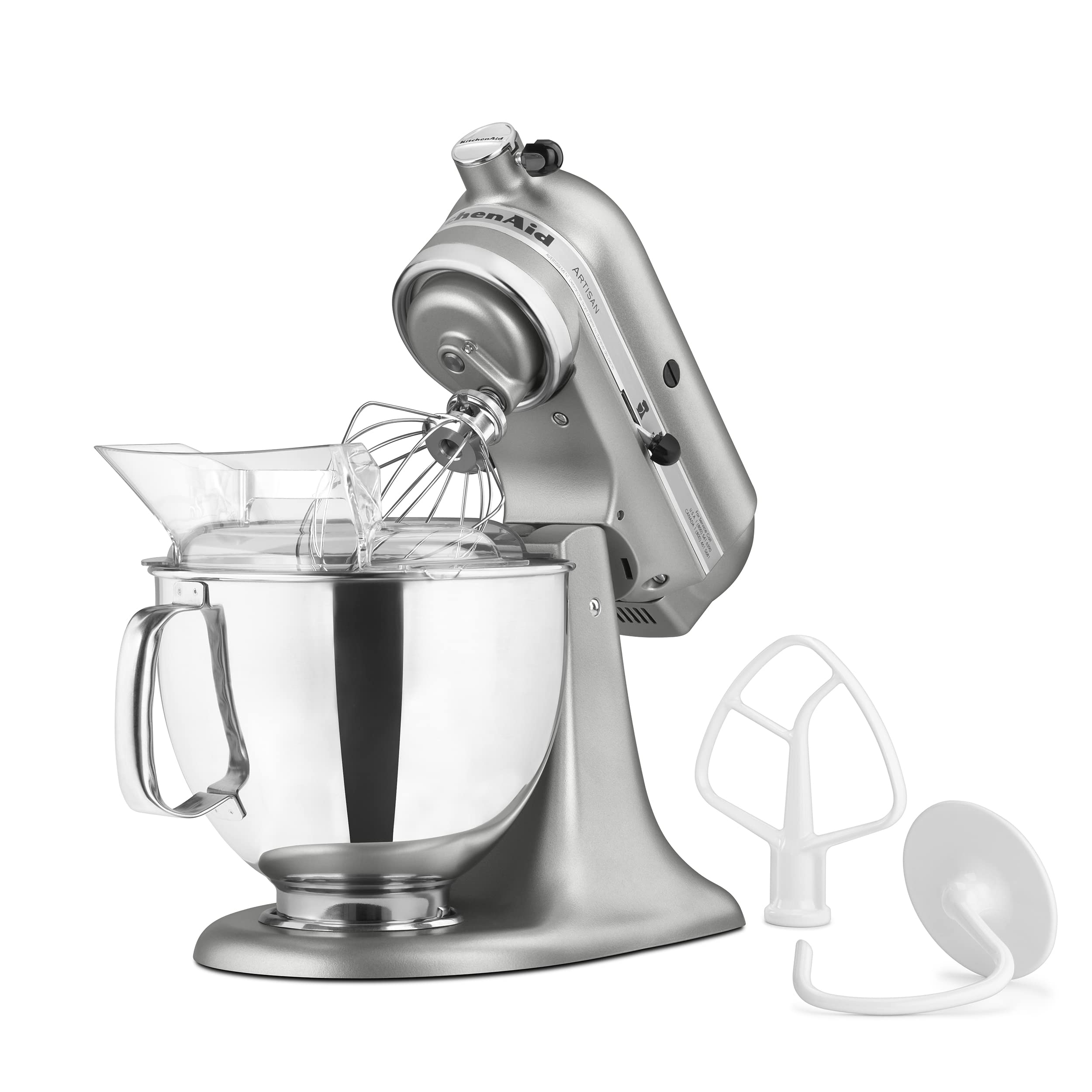 KitchenAid Artisan pouring shield keeps counters clean while mixing.