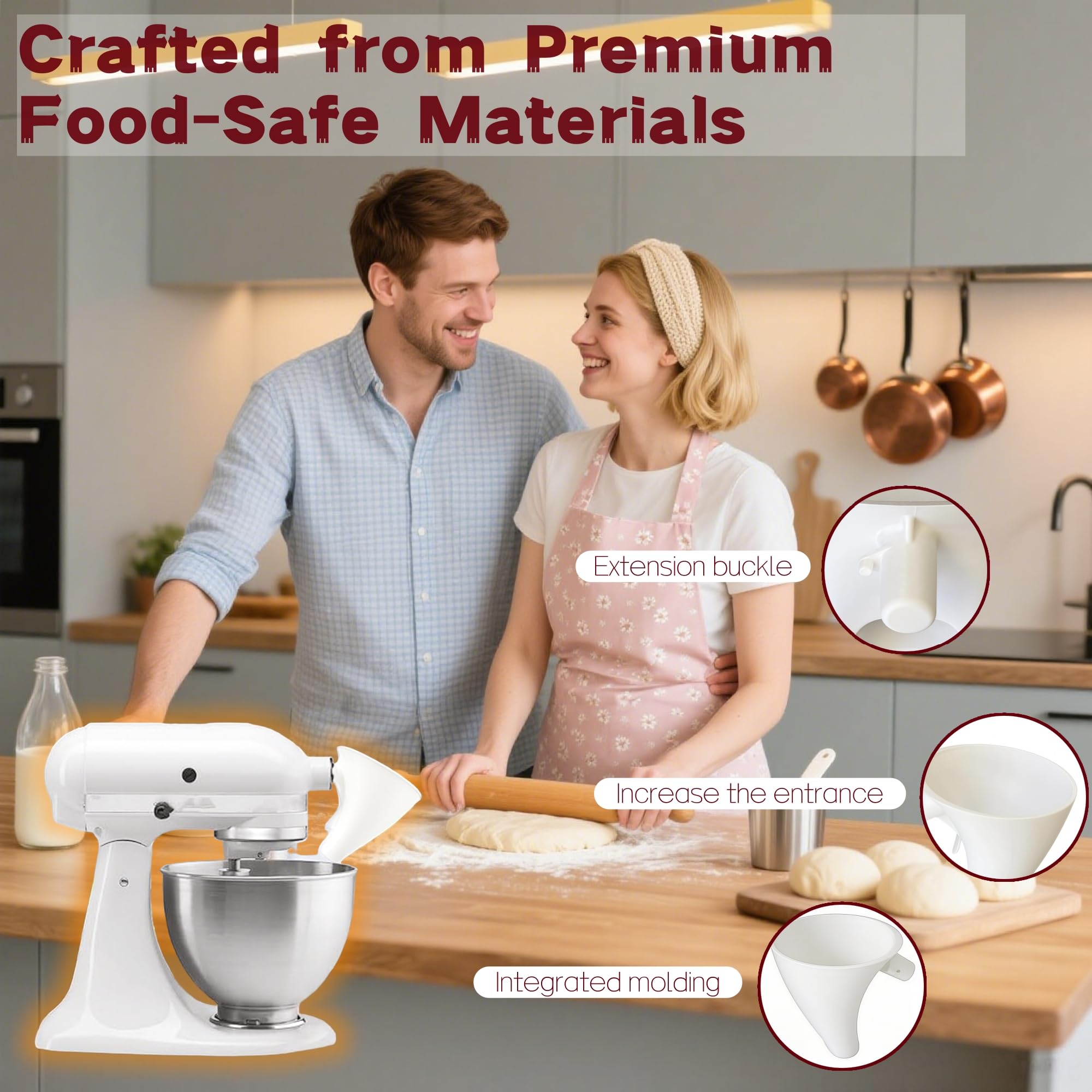 KitchenAid secure clip keeps funnel in place during mixing.