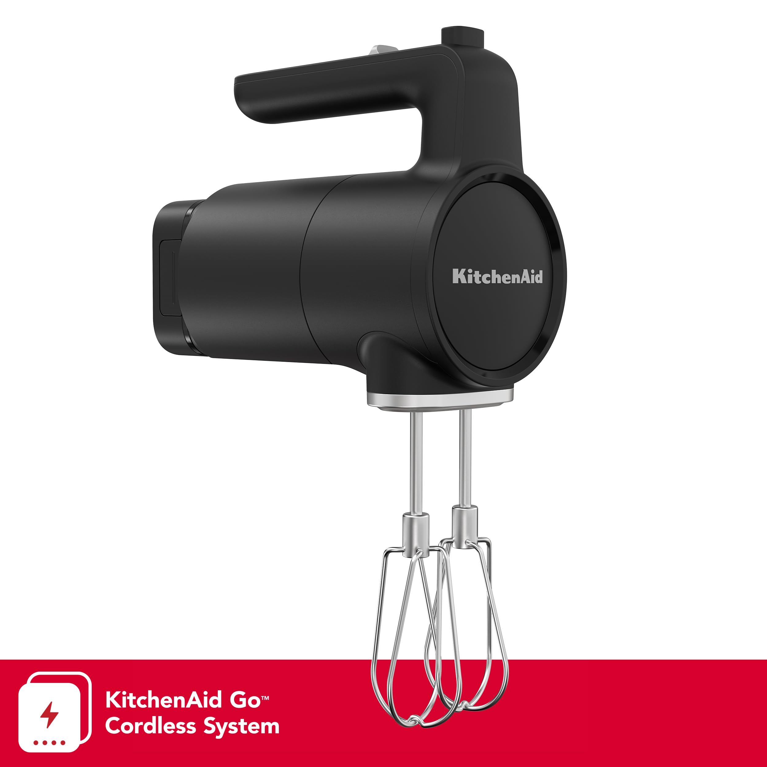 KitchenAid Go cordless hand mixer charging with USB-C cable for quick recharges