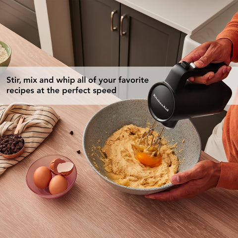 Soft Start feature helps prevent splatter when using the KitchenAid Go mixer