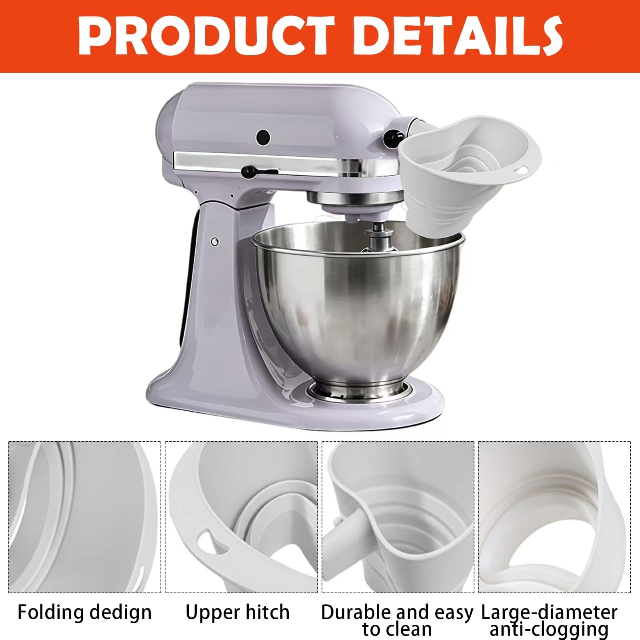 Kitchenaid funnel with hanging hole for easy kitchen storage