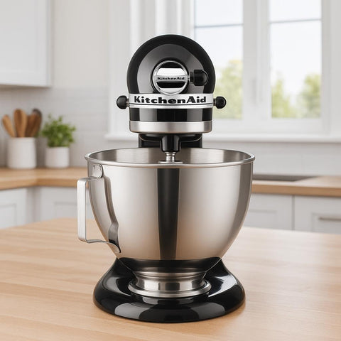 KitchenAid mixer highlighting metal gears and direct-drive transmission.
