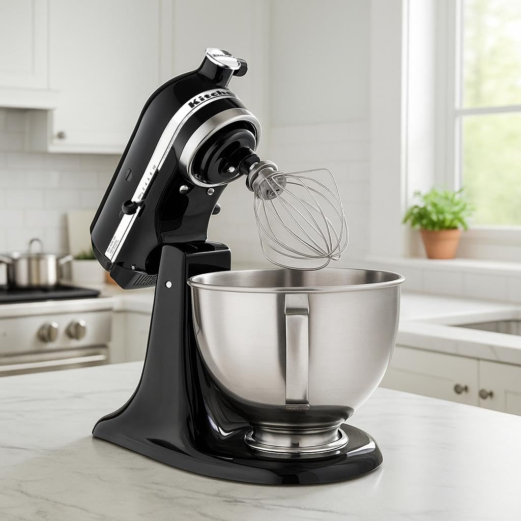 KitchenAid tilt-head access with 67-point planetary action for thorough mixing.