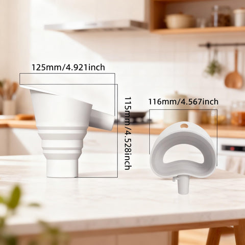 KitchenAid silicone funnel dishwasher-safe for easy cleanup.