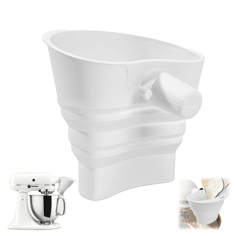 KitchenAid silicone funnel foldable design saves space and aids pouring.