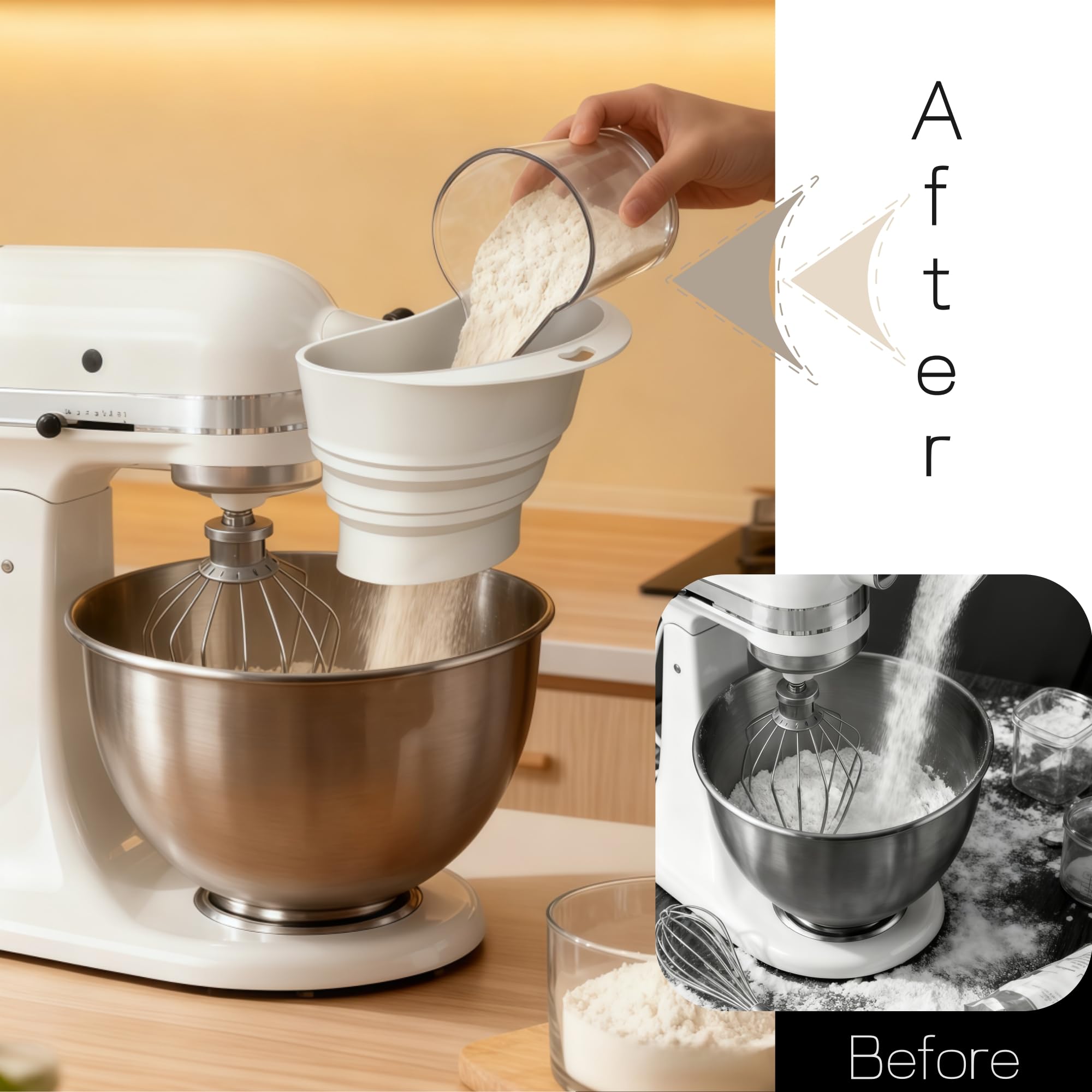 KitchenAid silicone funnel non-stick surface allows easy release.