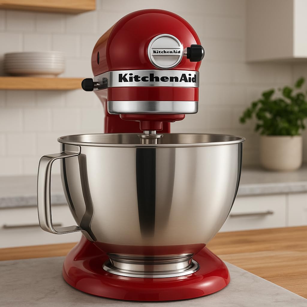 KitchenAid mixer speed control slider supports gentle whipping to thorough mixing.