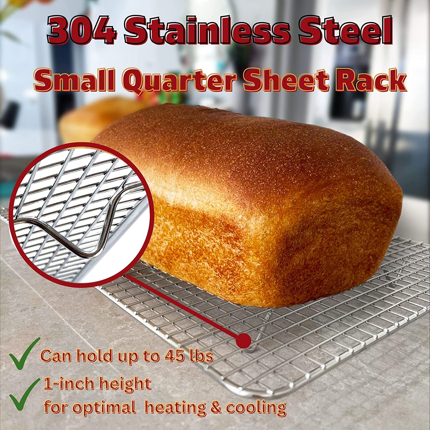 KITCHENATICS heavy-duty 304 stainless steel rack resists rust