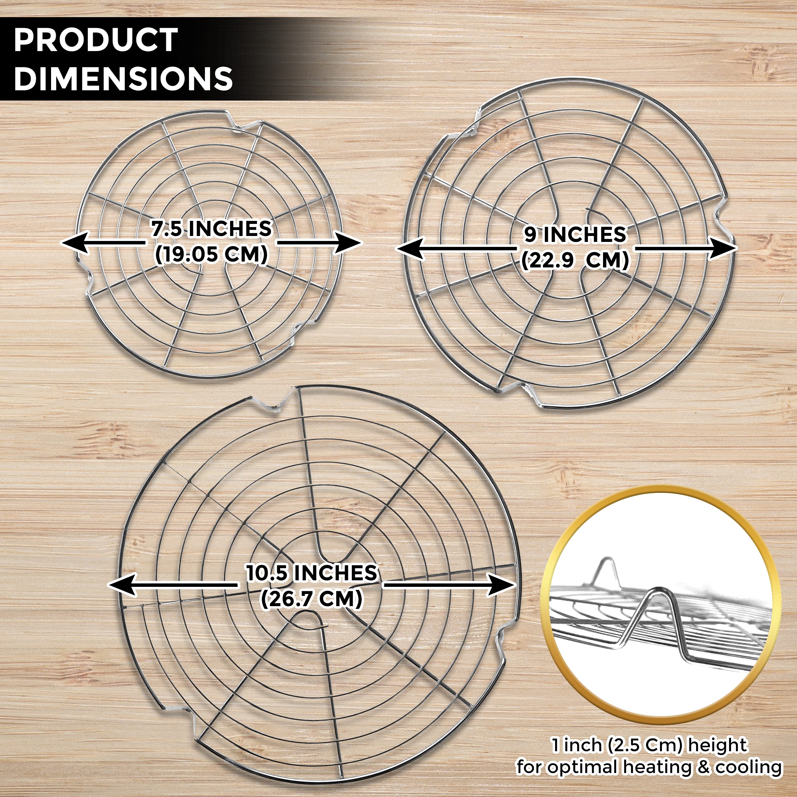 KITCHENATICS round cooling rack 7-5-inch in oven provides elevated support for baked goods