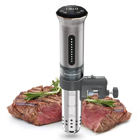 KitchenBoss sous vide cooker front view for compact home kitchen use.