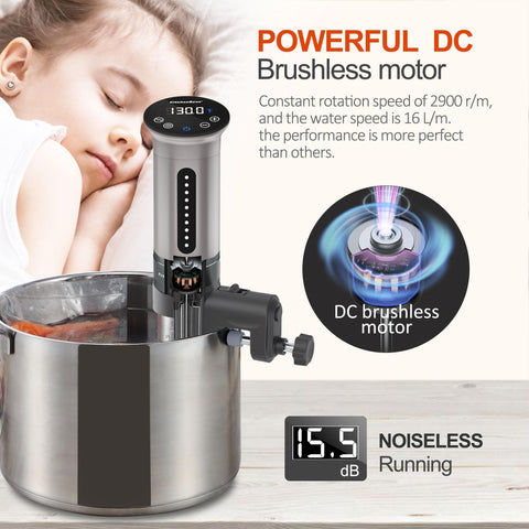 G310 IPX7 waterproof sous vide cooker for safe cleaning and splash resistance.