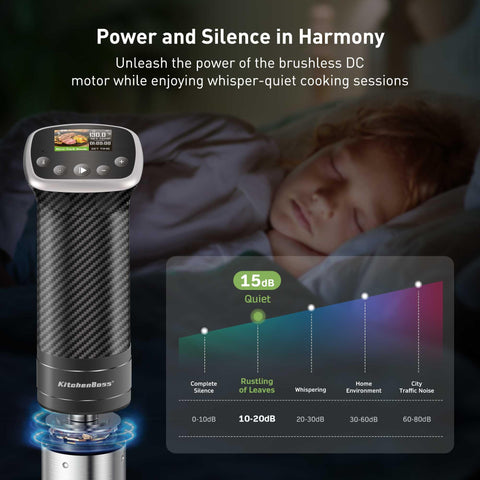 KitchenBoss precise temperature control from 104°F to 194°F for accuracy.
