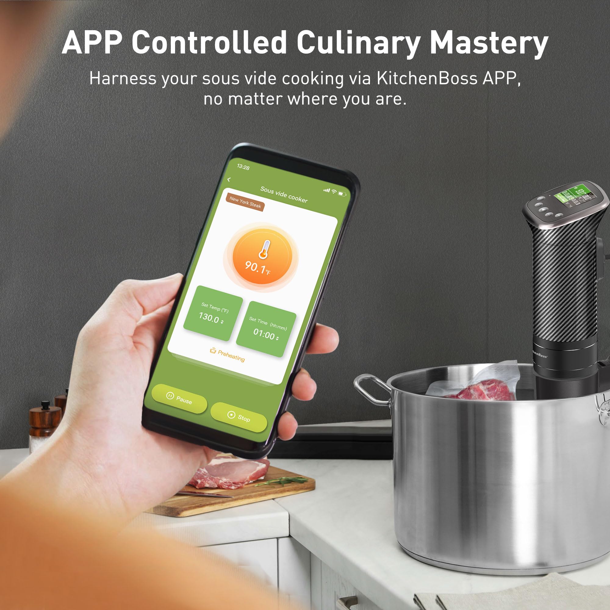 KitchenBoss ultra-quiet brushless motor supports quiet immersion cooking.