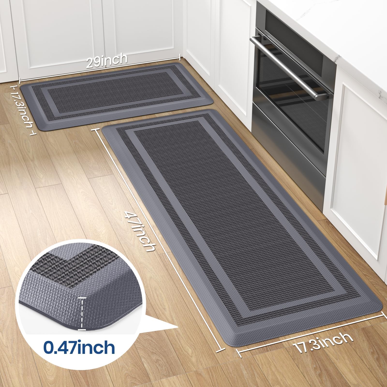 KitchenClouds anti-fatigue mat grey supports long prep sessions