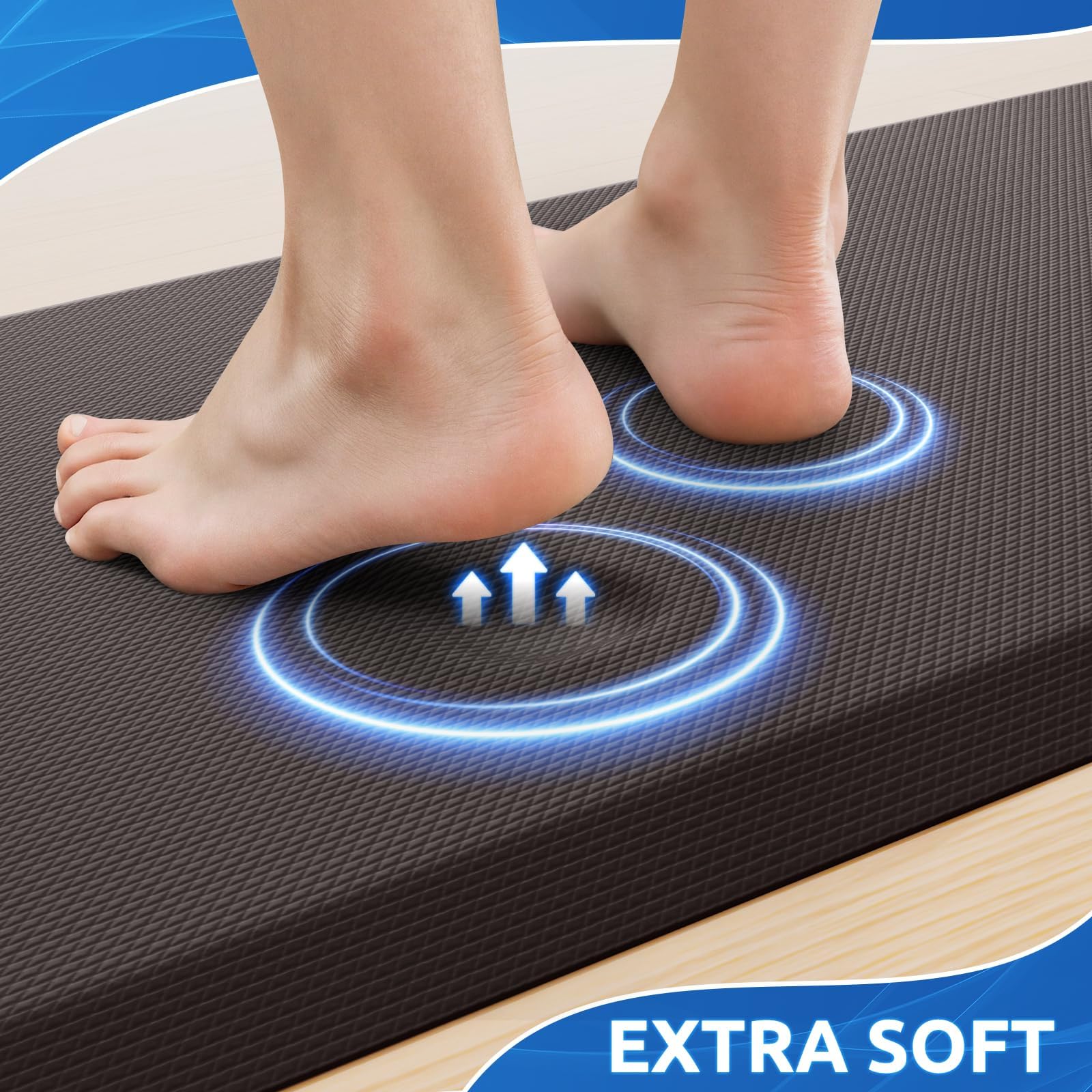 KitchenClouds anti-fatigue foam provides cushioned support during cooking.