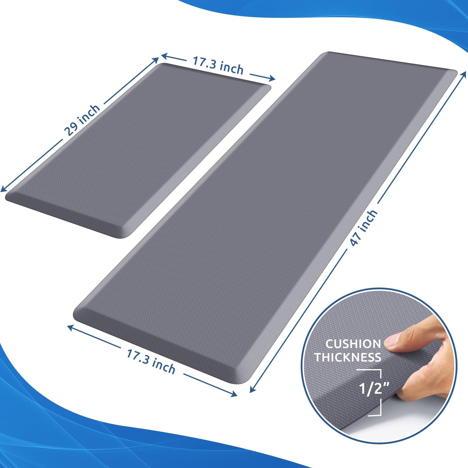 KitchenClouds memory foam mat, 29-inch, ideal for prep area with steady comfort.