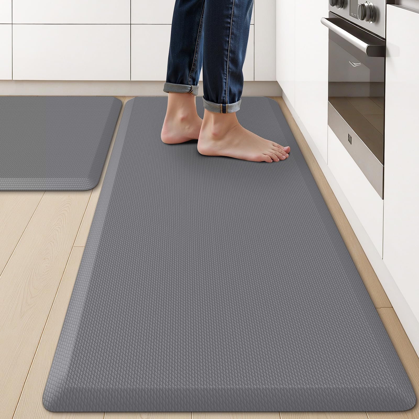 KitchenClouds memory foam kitchen mat in full 47-inch length for cushioned standing.