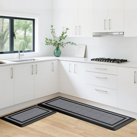 KitchenClouds black anti-fatigue rugs suitable for busy homes.