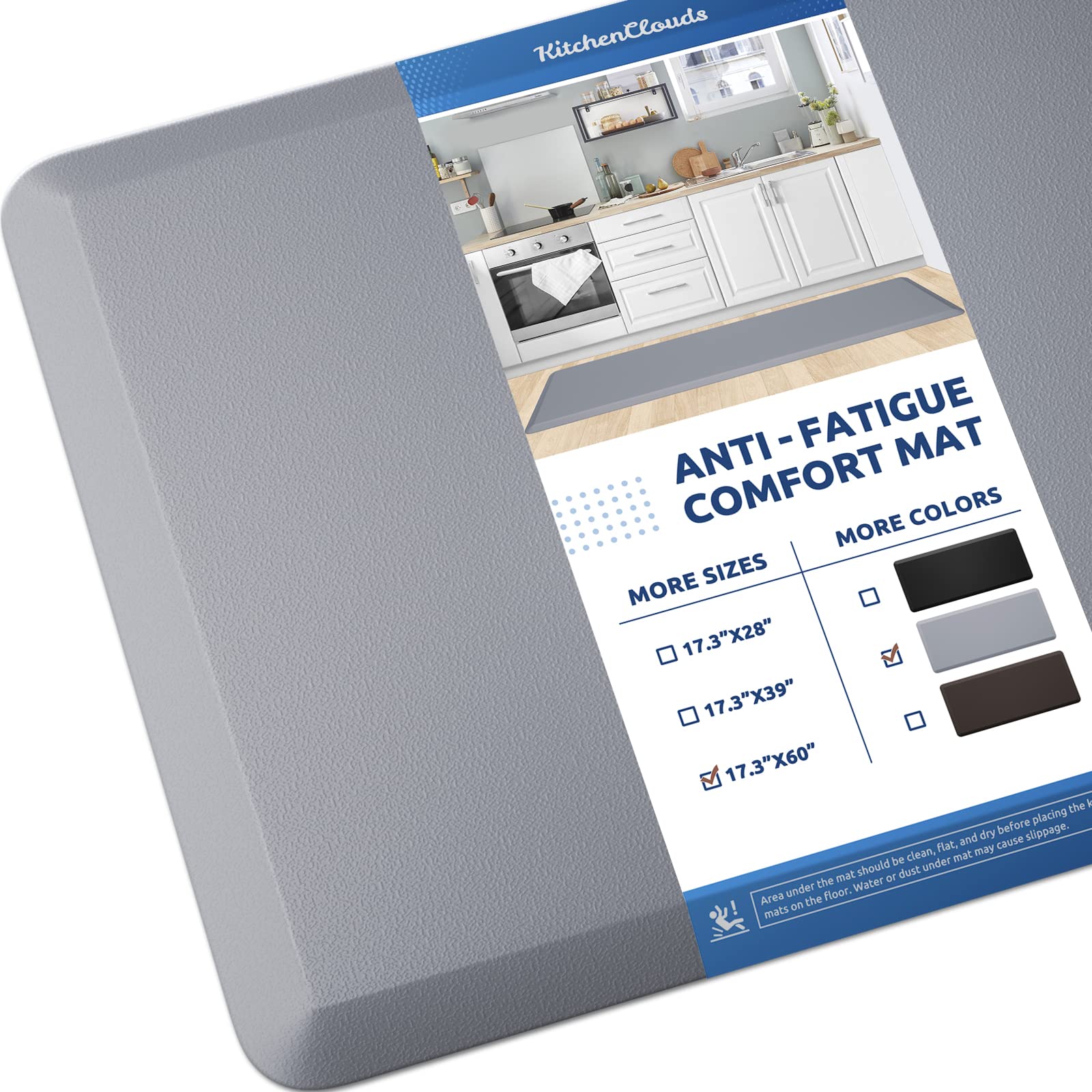 KitchenClouds cushioned anti-fatigue rug for kitchen provides comfortable standing support.
