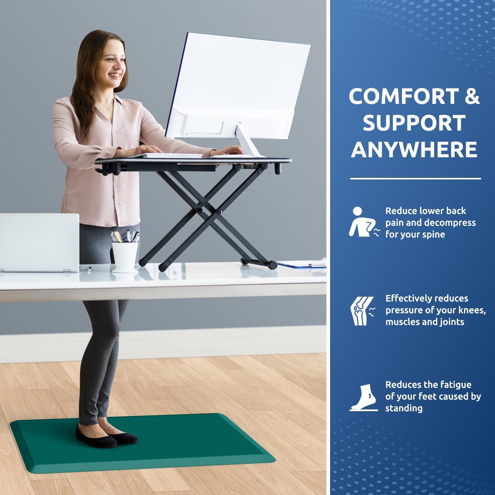 KitchenClouds diamond-pattern bottom keeps the mat steady and reduces sliding