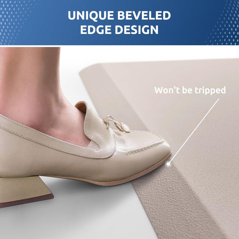 Bevel-edge KitchenClouds mat helps prevent trips in the kitchen.