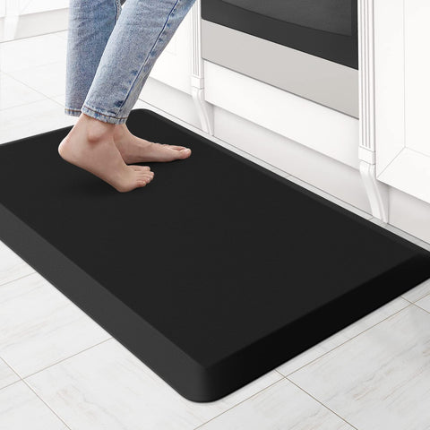 KitchenClouds cushioned anti-fatigue kitchen mat offers comfortable standing during cooking.