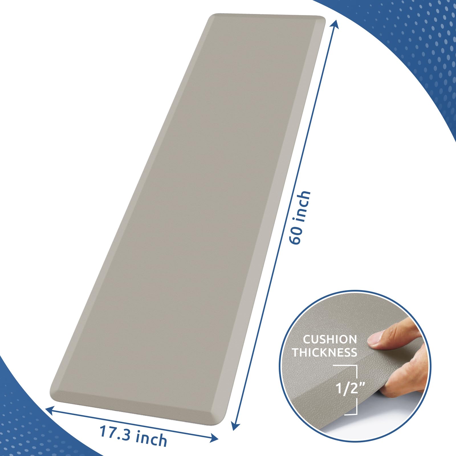 KitchenClouds mat shows non-slip bottom for steady standing during prep