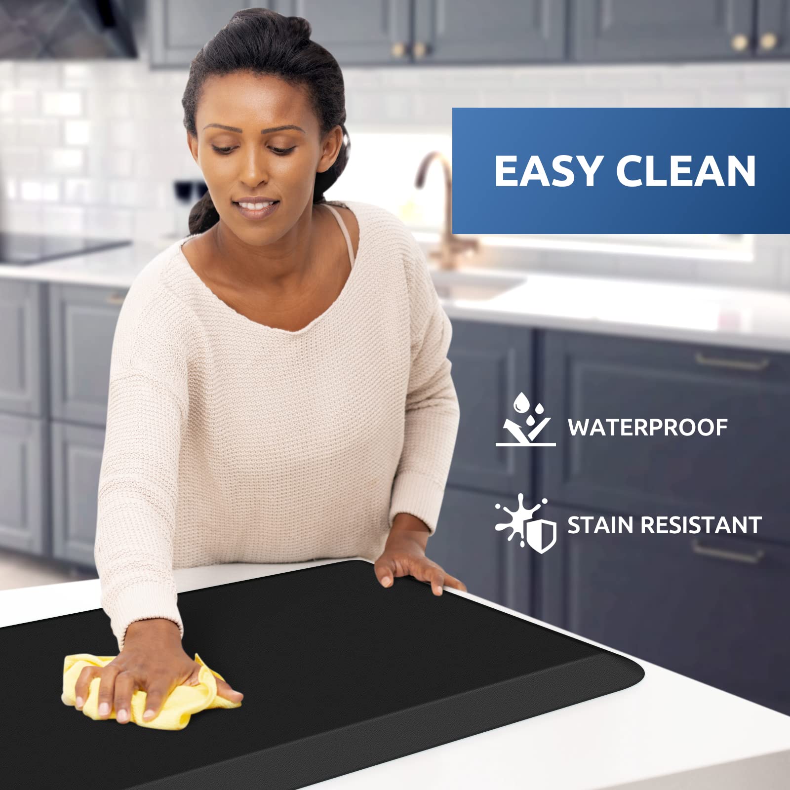 KitchenClouds waterproof surface cleans quickly after spills.