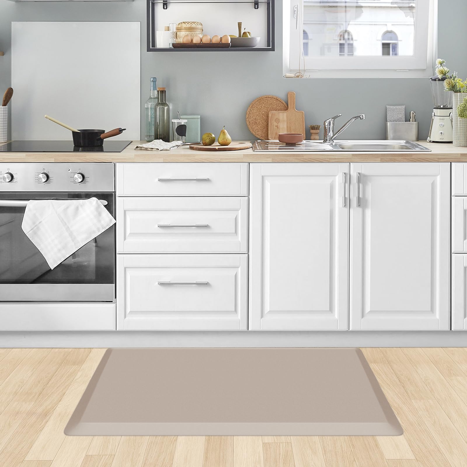 Multiuse KitchenClouds mat suitable for kitchen, sink, and desk areas.