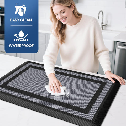 KitchenClouds non-slip backing keeps mats secure on various surfaces.