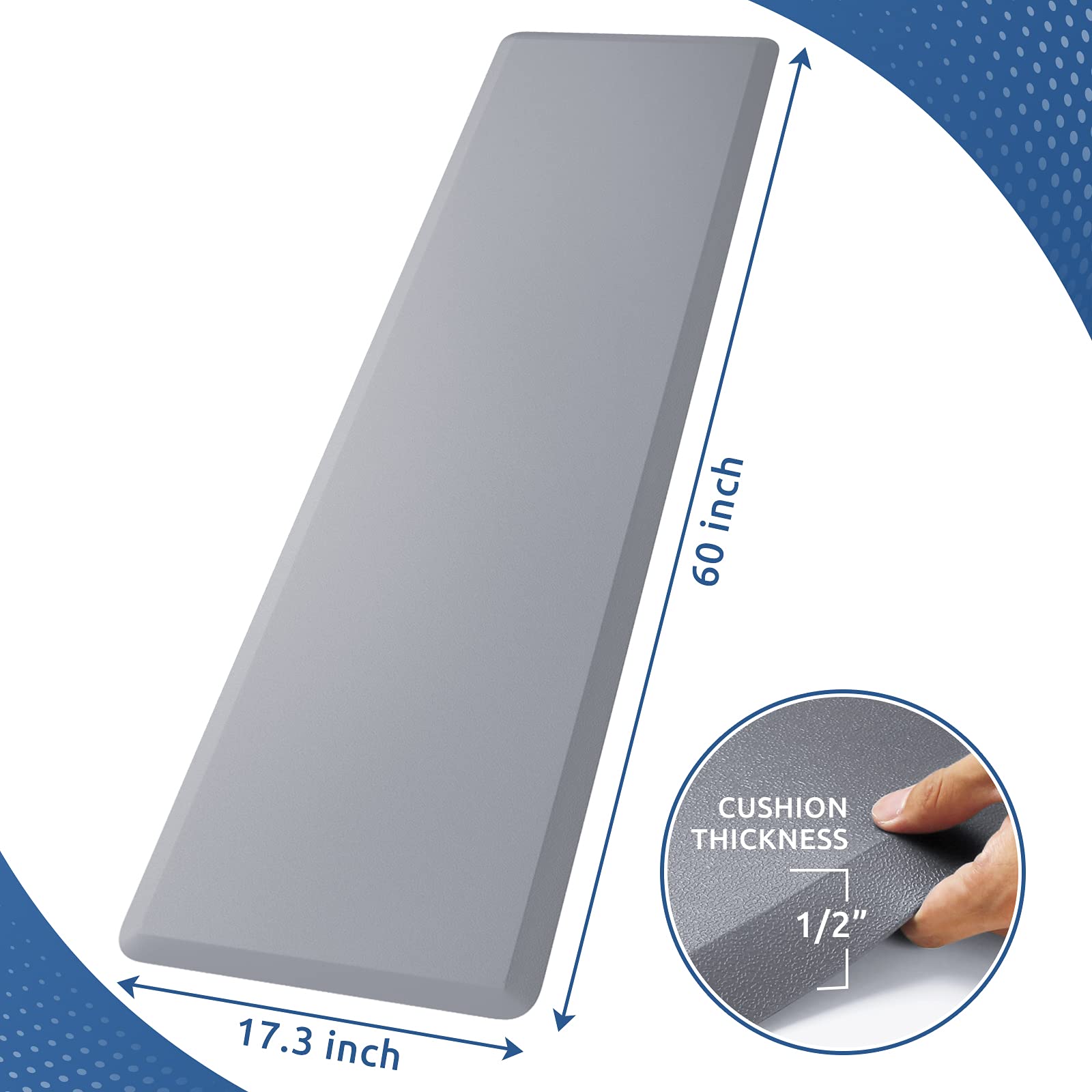 KitchenClouds anti-fatigue rug with non-slip bottom stays in place during prep.